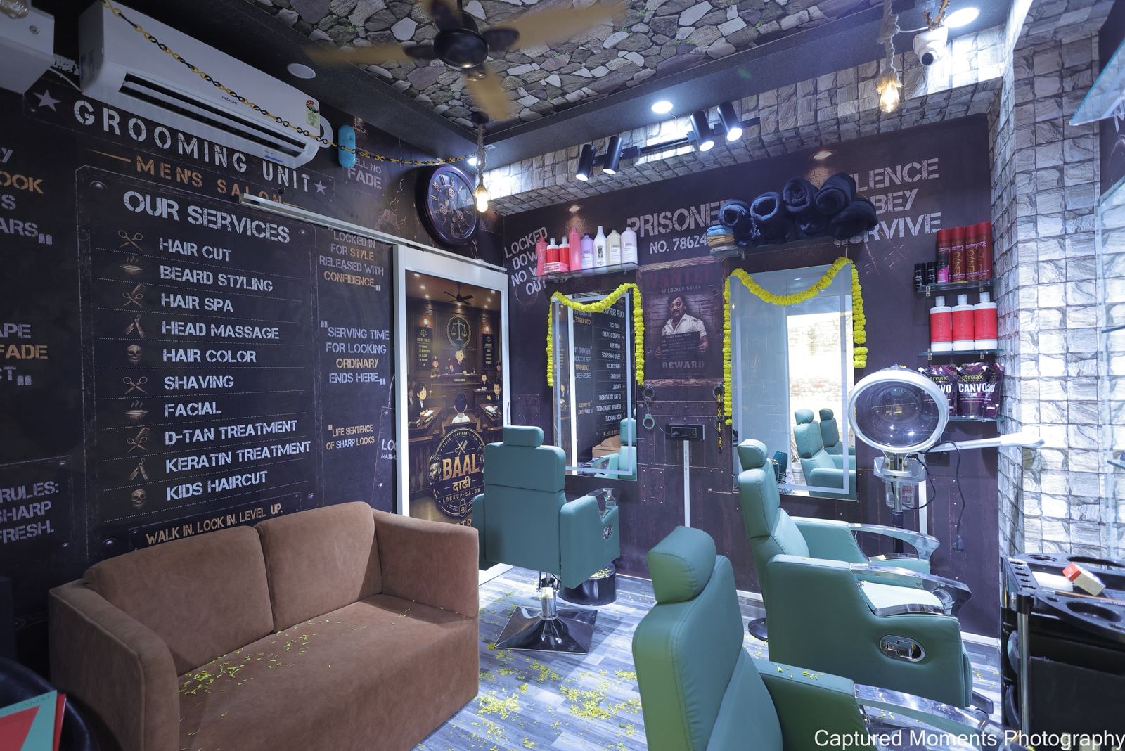 Baal Daadhi Lockup Salon interior with grooming chairs and mirrors